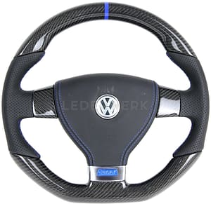 21 VW Golf 5 GTI R32 Lenkrad Carbon Leder perforiert Naht blau1