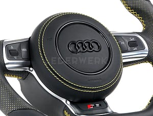 8 Audi R8 420 Lenkrad Alcantara Leder gelbe 12 Uhr Mark. Airbag Leder3