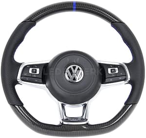 5 VW Golf 7 GTI R GTD Lenkrad Carbon Leder perf.12 Uhr Mark. blau lackiert1